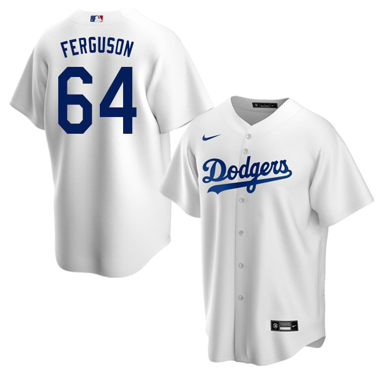 Nike Men #64 Caleb Ferguson Los Angeles Dodgers Baseball Jerseys Sale-White - Click Image to Close